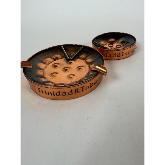 Trinidad & Tobago Copper Steel Drum Ashtray Set - Picture 16 of 16